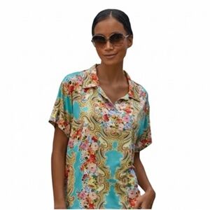 Johnny Was “Rivoray” Short Sleeve Floral Print Tee Small New Without Tags!